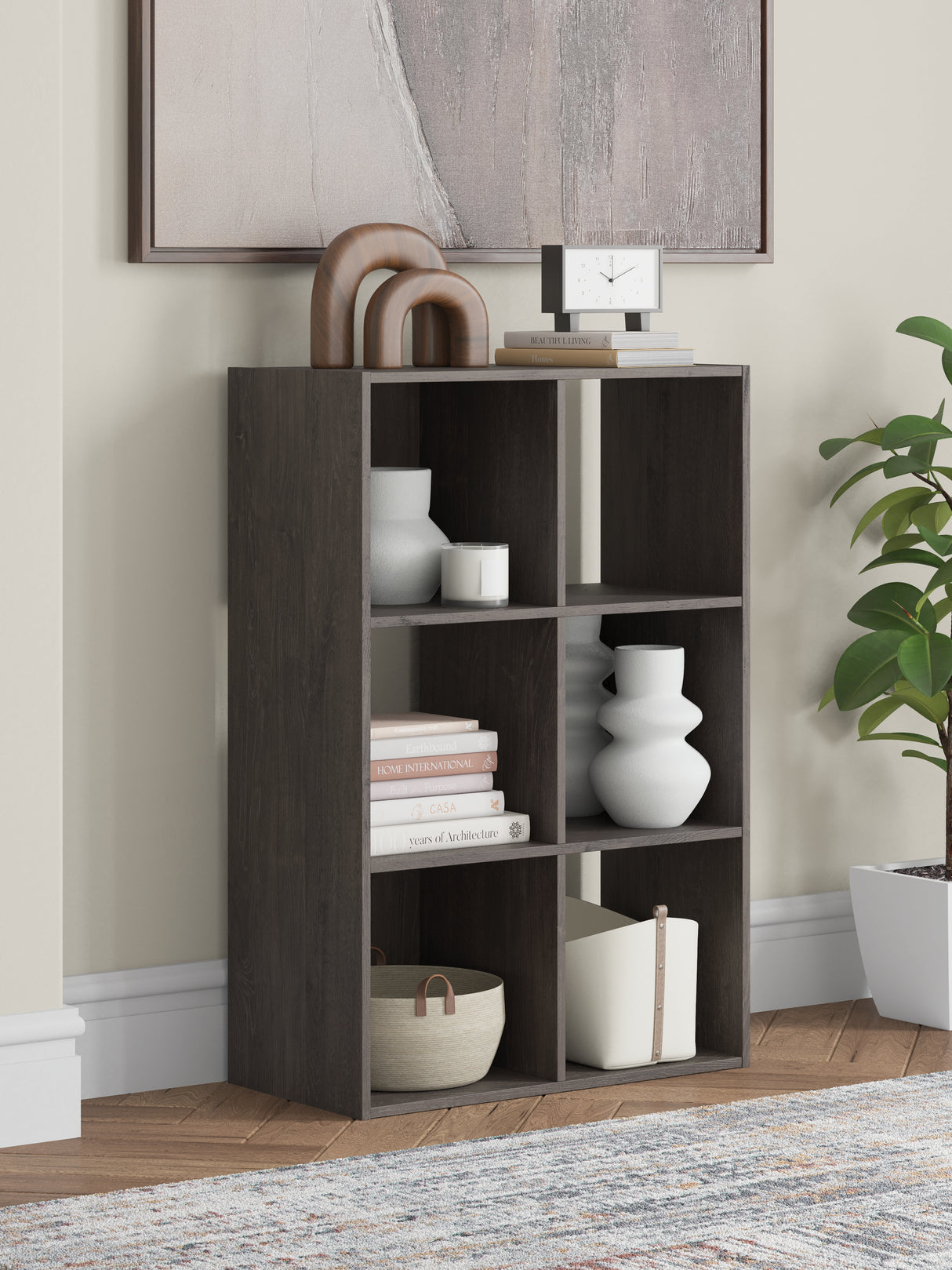 Furniture City Slidell - Ashley Furniture - Piperton Six Cube Organizer - Six Cube Organizer / Charcoal - EA5514-3X2