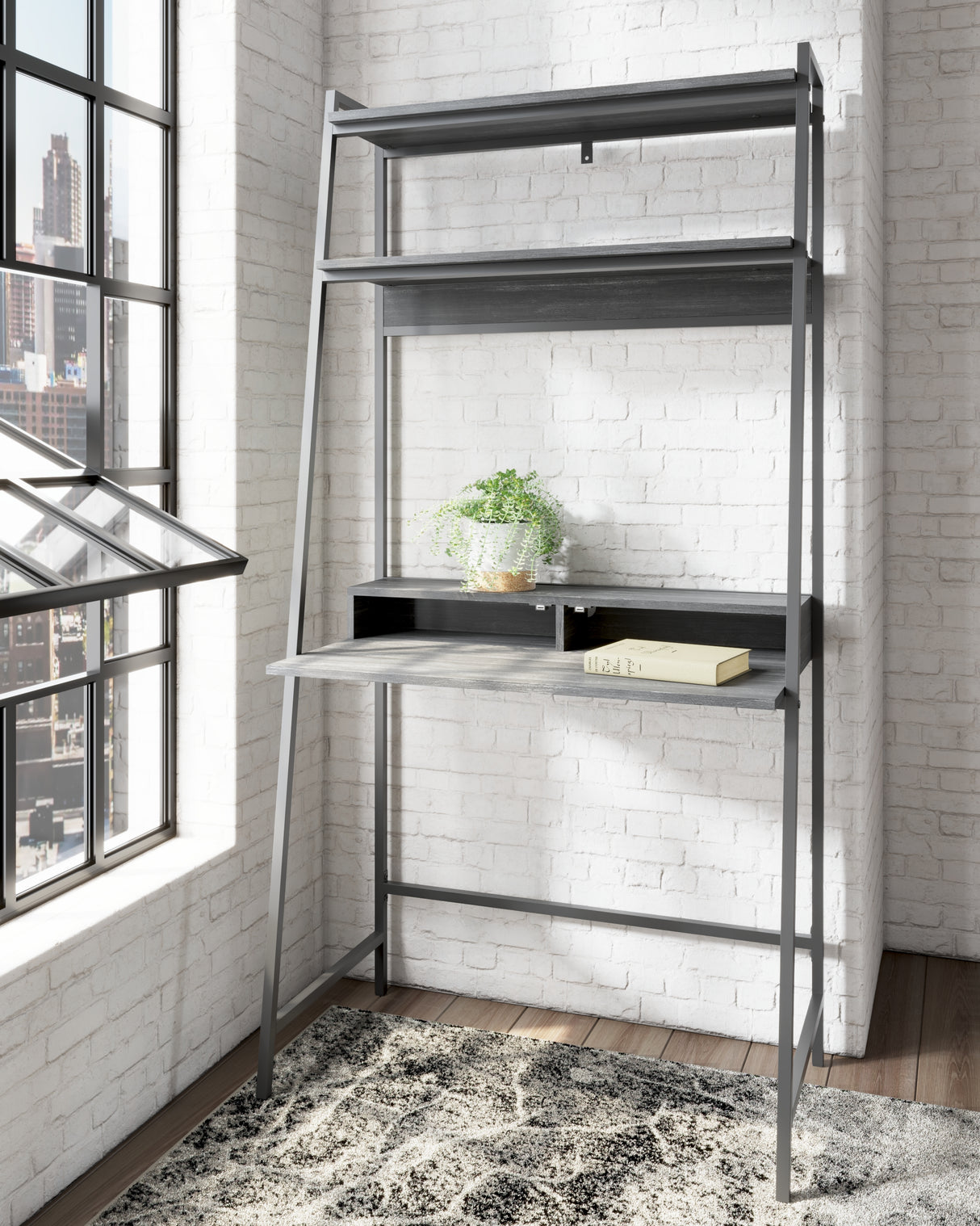 Furniture City Slidell - Ashley Furniture - Yarlow Office Desk - Home Office Desk and Shelf / Black - H215-27