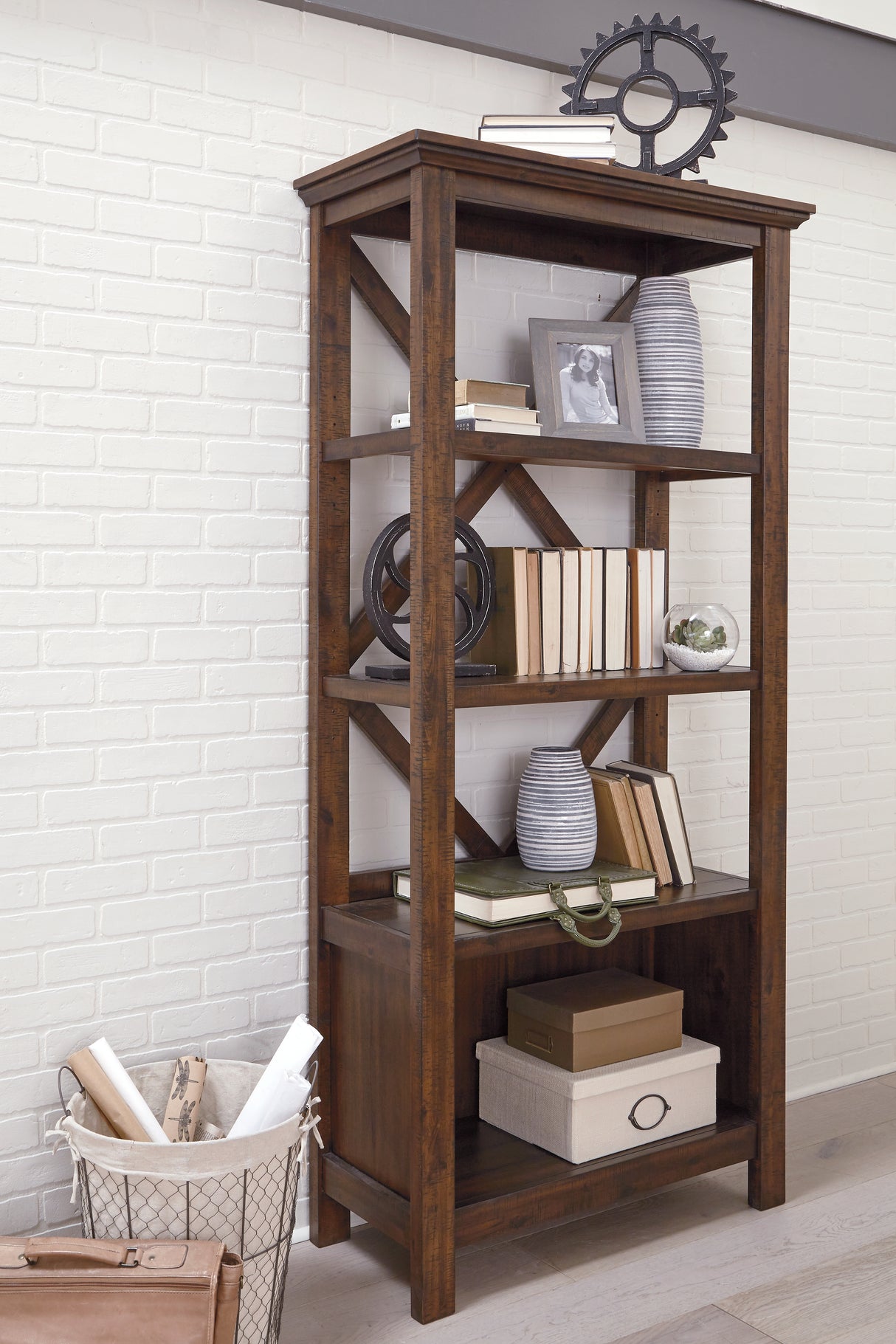 Furniture City Slidell - Ashley Furniture - Baldridge Bookcase - Large Bookcase / Rustic Brown - H675-17