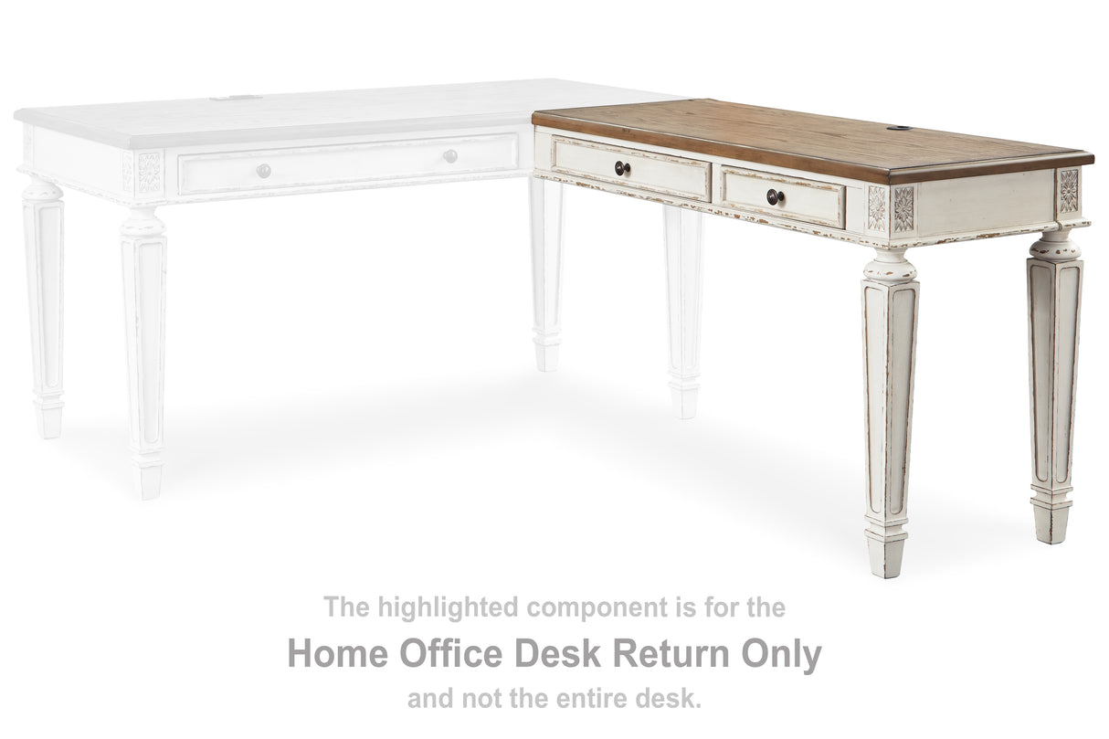Furniture City Slidell - Ashley Furniture - Realyn Office Desk - Home Office Desk Return / White/Brown - H743-34R