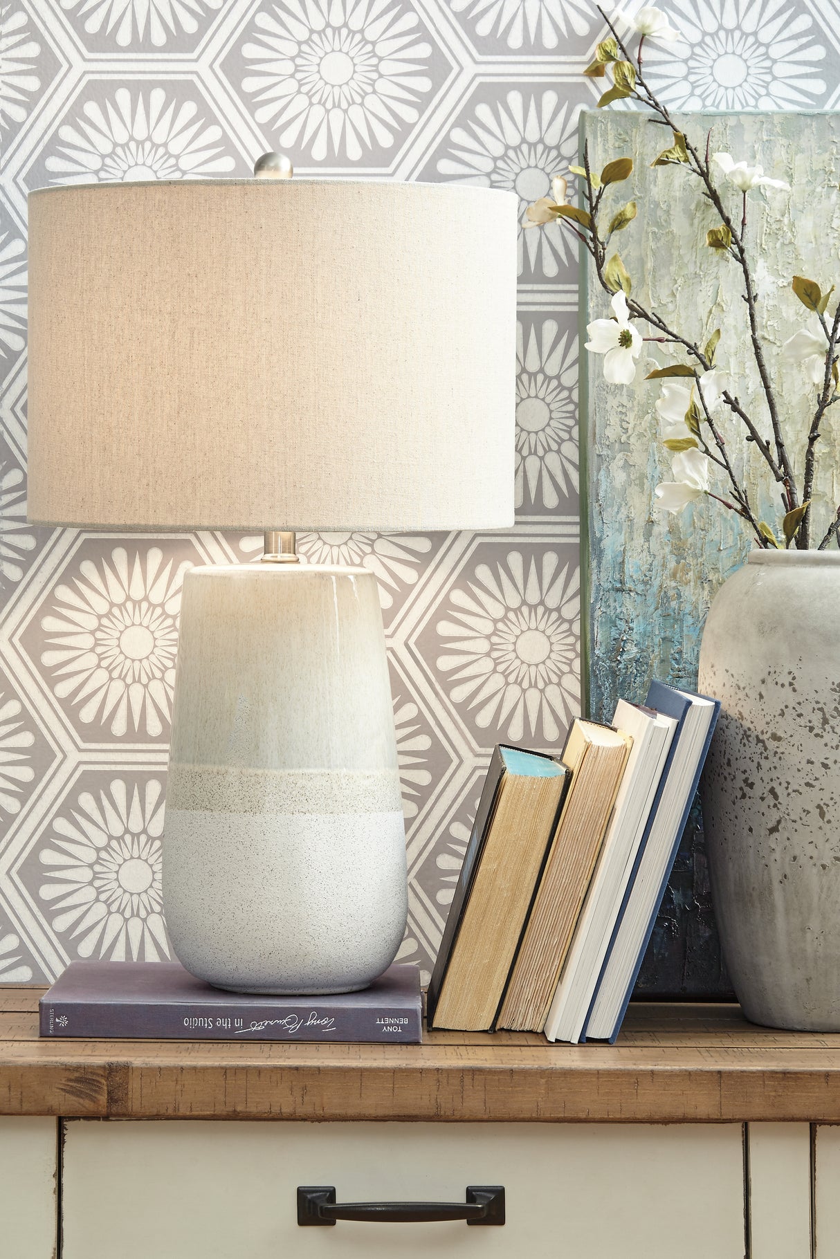 Furniture City Slidell - Ashley Furniture - Shavon Lighting - Table Lamp (Set of 2) / Beige/White - L100724X2