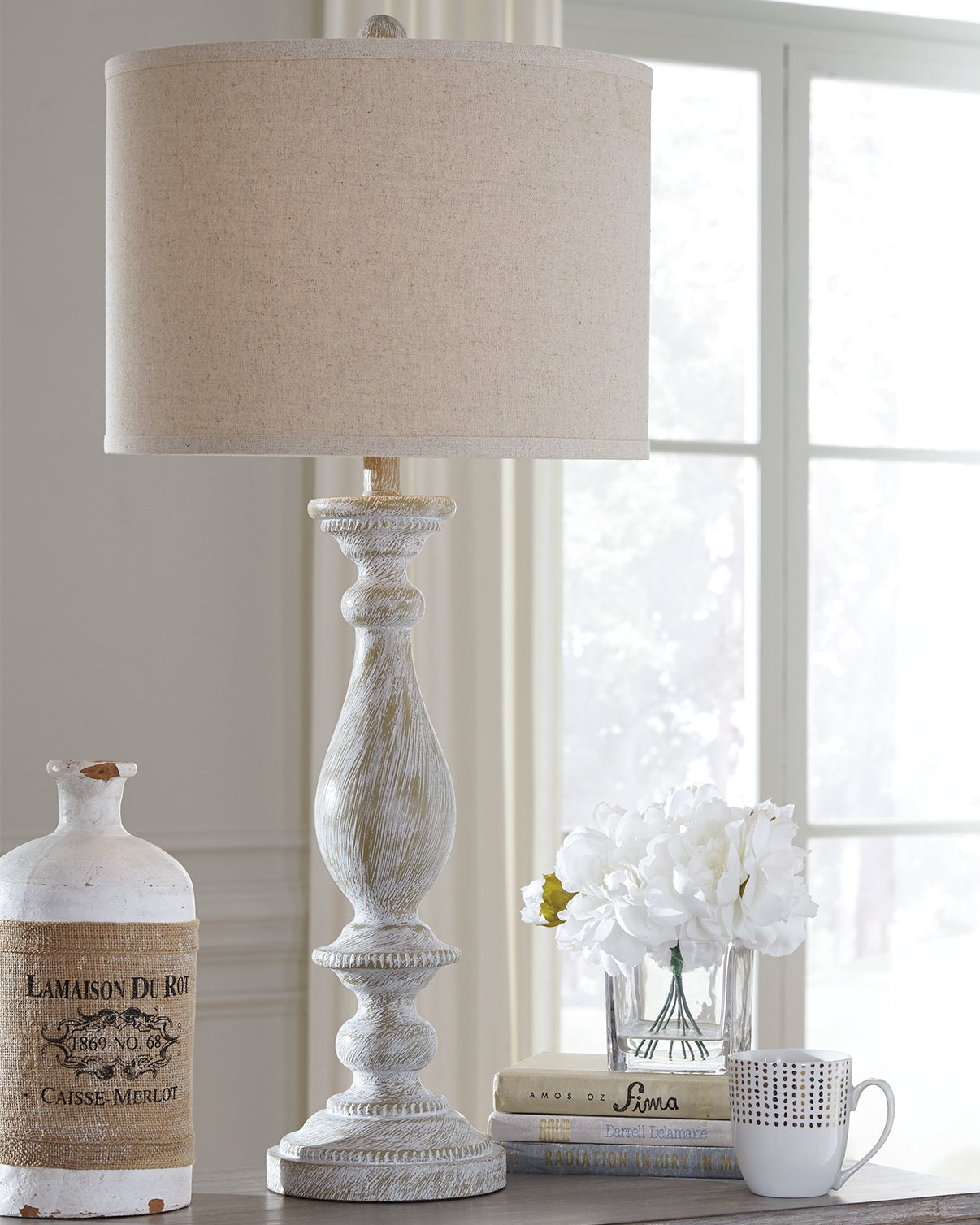 Furniture City Slidell - Ashley Furniture - Bernadate Lighting - Poly Floor Lamp (1/CN) / Whitewash - L235341