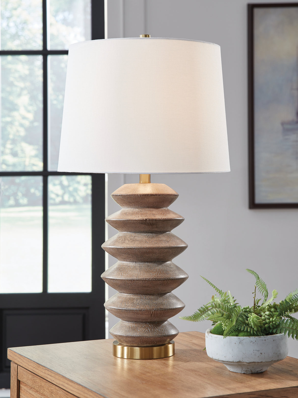 Furniture City Slidell - Ashley Furniture - Jyllyard Lighting - Poly Table Lamp (1/CN) / Brown/Gold Finish - L235944