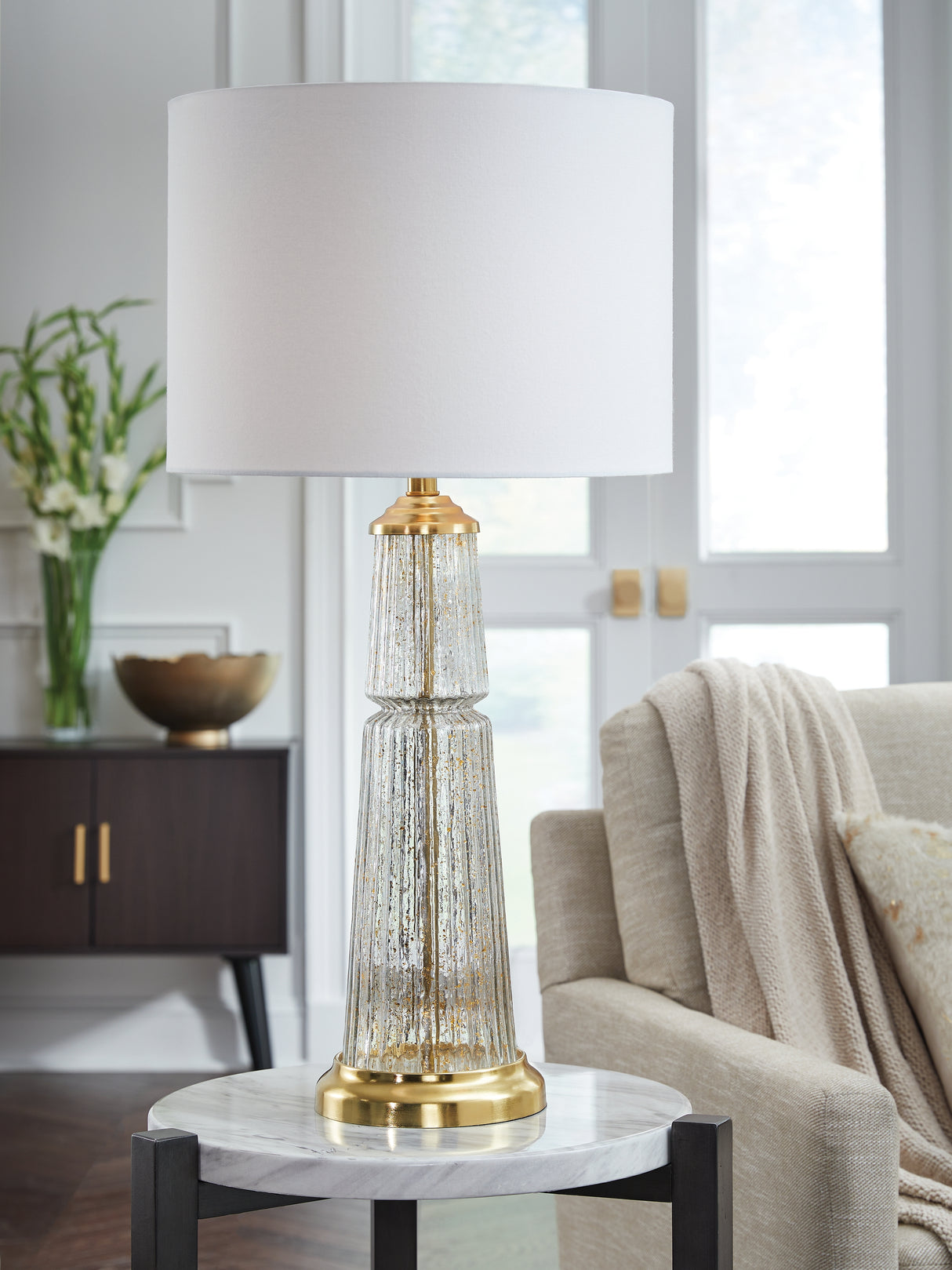 Furniture City Slidell - Ashley Furniture - Bakersboro Lighting - Glass Table Lamp (1/CN) / Clear/Gold Finish - L430884