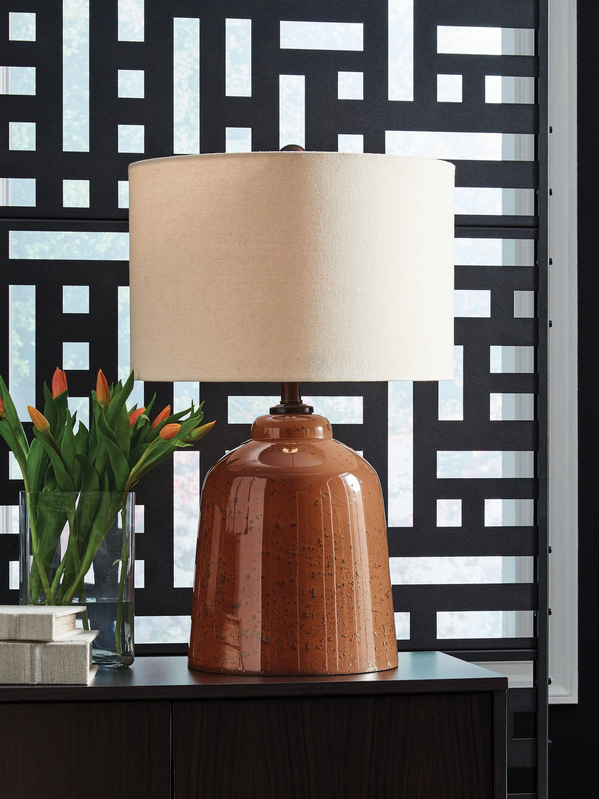 Furniture City Slidell - Ashley Furniture - Aaleahya Lighting - Glass Table Lamp (1/CN) / Rust - L430904