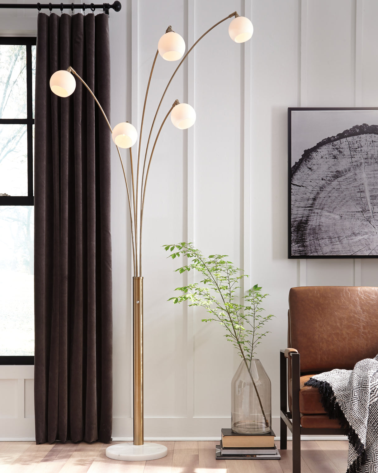 Furniture City Slidell - Ashley Furniture - Taliya Lighting - Metal Arc Lamp (1/CN) / Champagne/White - L725119