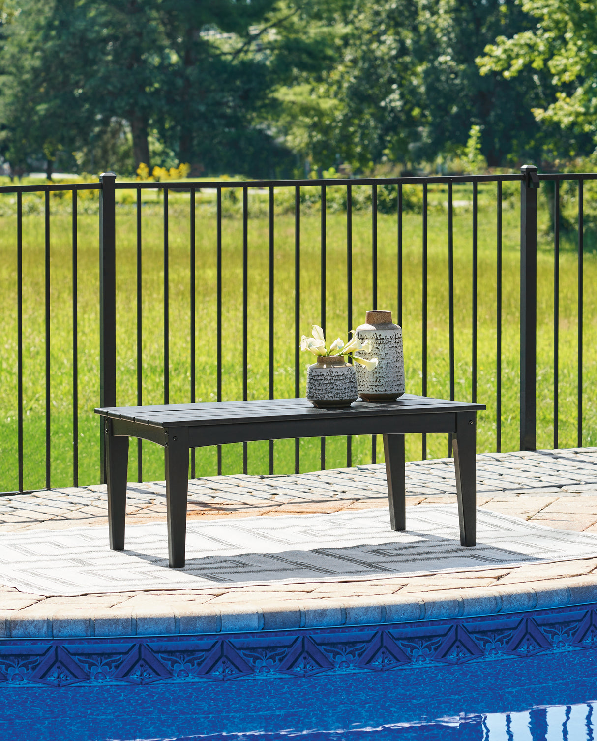 Furniture City Slidell - Ashley Furniture - Hyland wave Outdoor - Rectangular Cocktail Table / Black - P108-701
