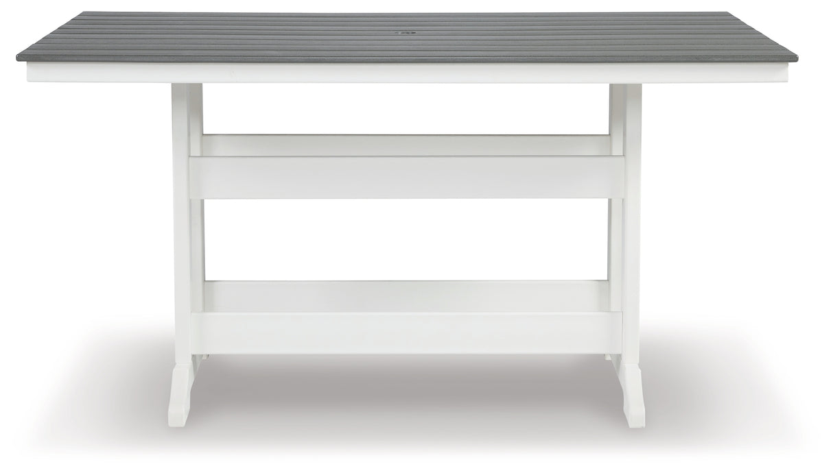 Furniture City Slidell - Ashley Furniture - Transville Outdoor - RECT COUNTER TABLE W/UMB OPT / Gray/White - P210-642