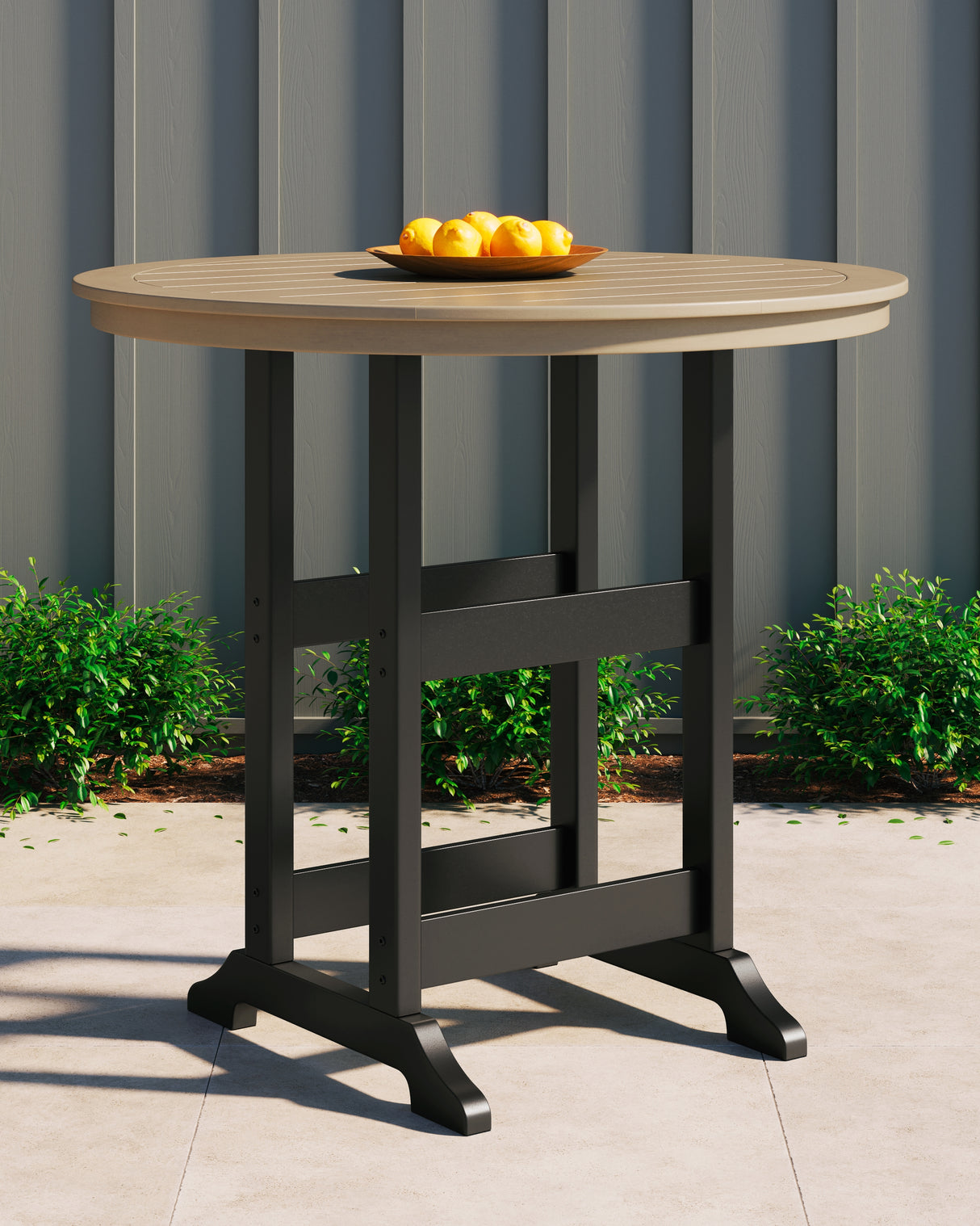 Furniture City Slidell - Ashley Furniture - Fairen Trail Outdoor - Square Counter TBL w/UMB OPT / Black/Driftwood - P211-632
