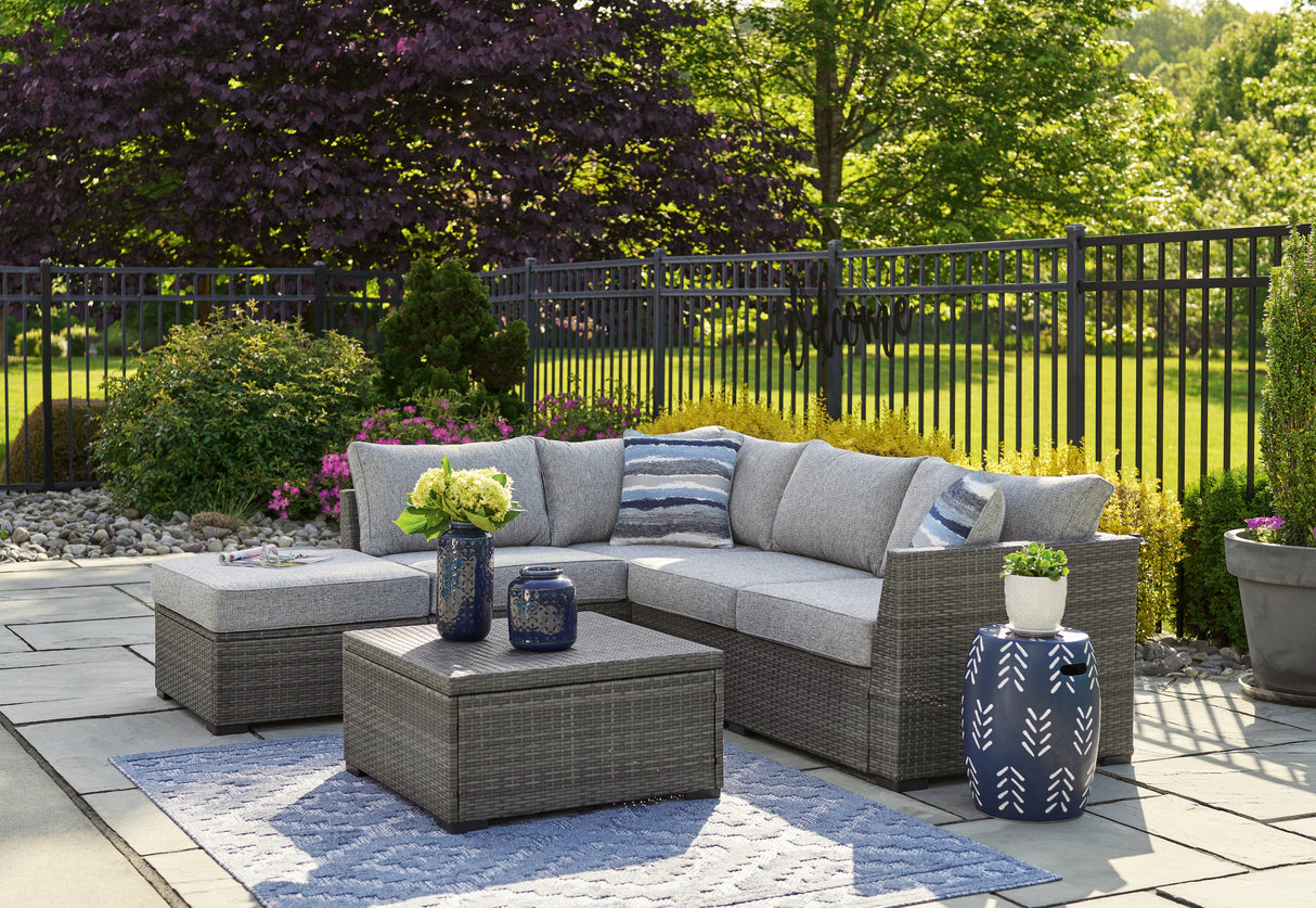 Furniture City Slidell - Ashley Furniture - Petal Road Outdoor - LoveseatSEC/OTTO/TBL Set(4/CN) / Gray - P297-070