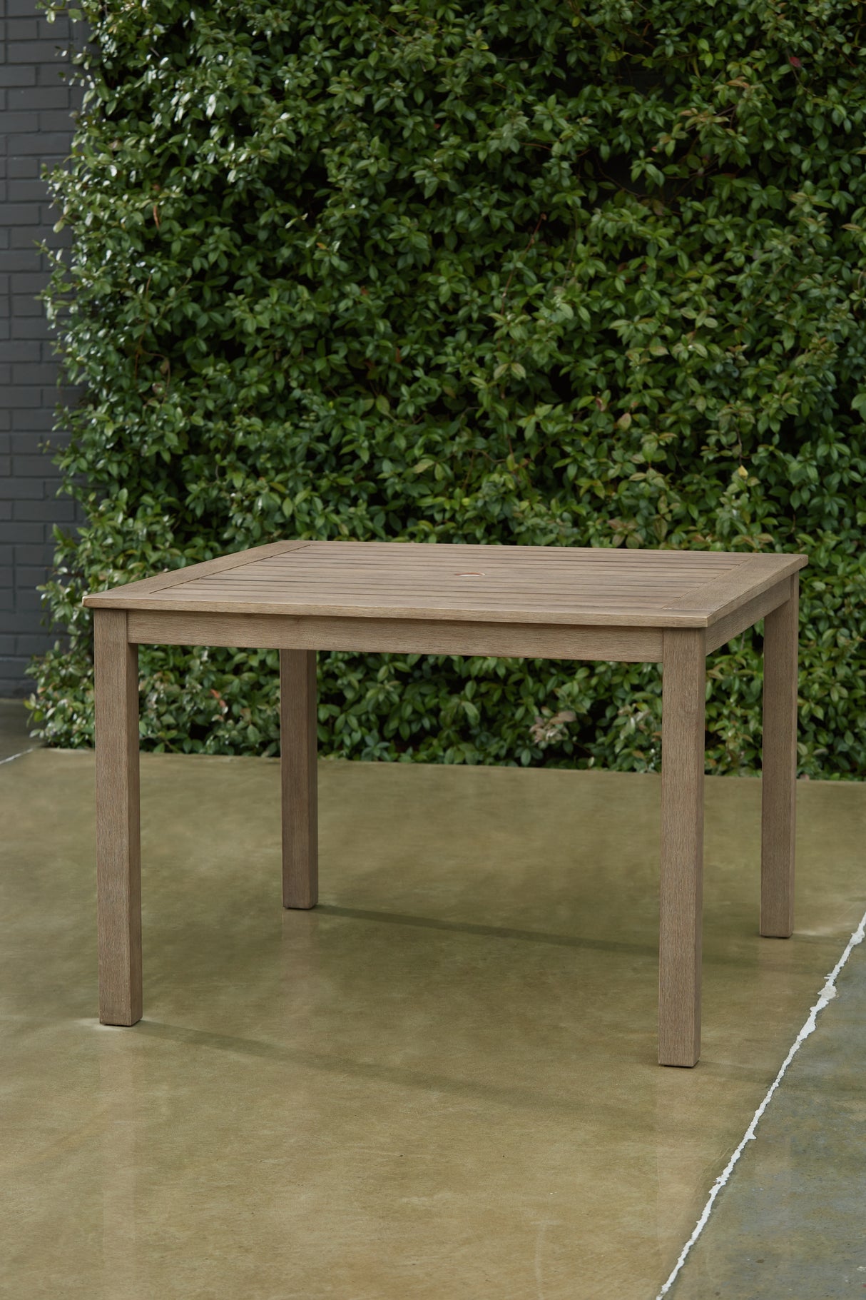 Furniture City Slidell - Ashley Furniture - Aria Plains Outdoor - Square Dining Table w/UMB OPT / Brown - P359-615