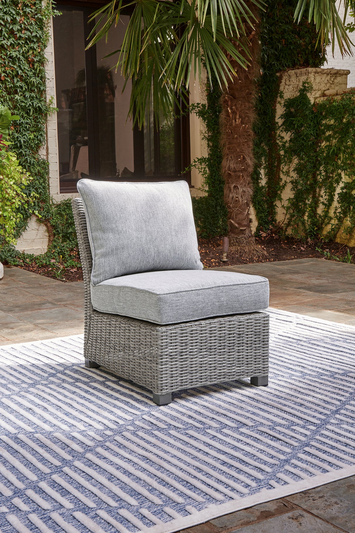 Furniture City Slidell - Ashley Furniture - Naples Beach Outdoor - Armless Chair w/Cushion (1/CN) / Light Gray - P439-846