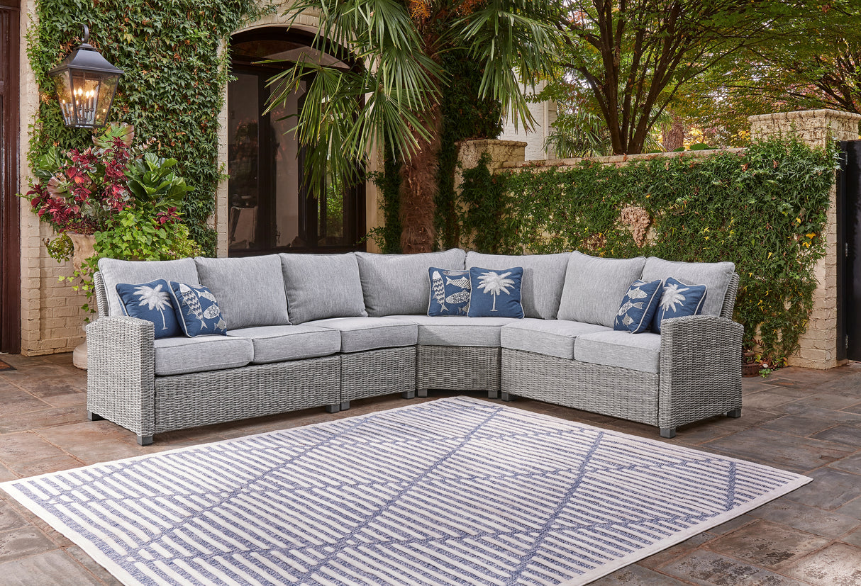 Furniture City Slidell - Ashley Furniture - Naples Beach Outdoor - 4-Piece Outdoor Sectional / Light Gray - P439P2