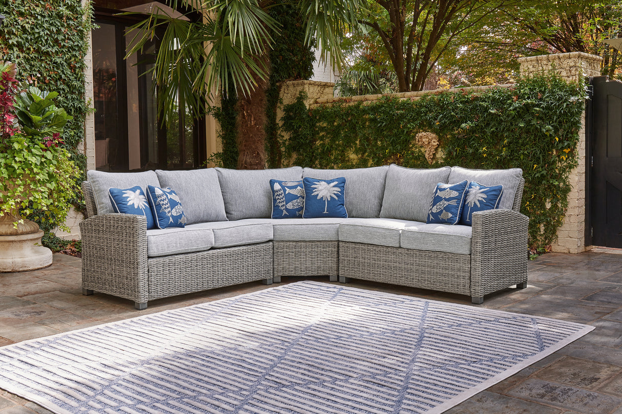 Furniture City Slidell - Ashley Furniture - Naples Beach Outdoor - 3-Piece Outdoor Sectional / Light Gray - P439P1