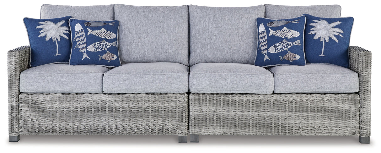 Furniture City Slidell - Ashley Furniture - Naples Beach Outdoor - RAF/LAF Loveseat w/CUSH (Set of 2) / Light Gray - P439-854
