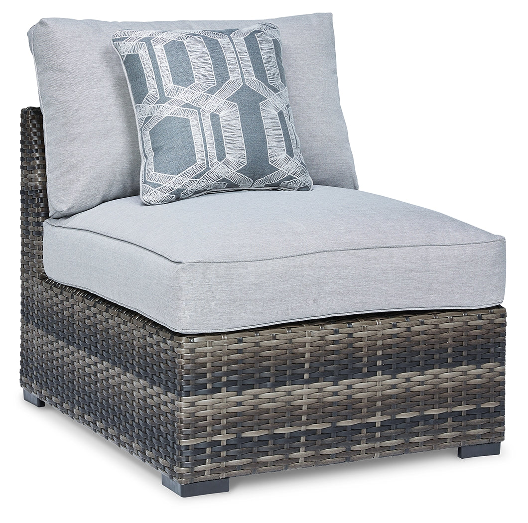 Furniture City Slidell - Ashley Furniture - Harbor Court Outdoor - Armless Chair w/Cushion (Set of 2) / Gray - P459-846