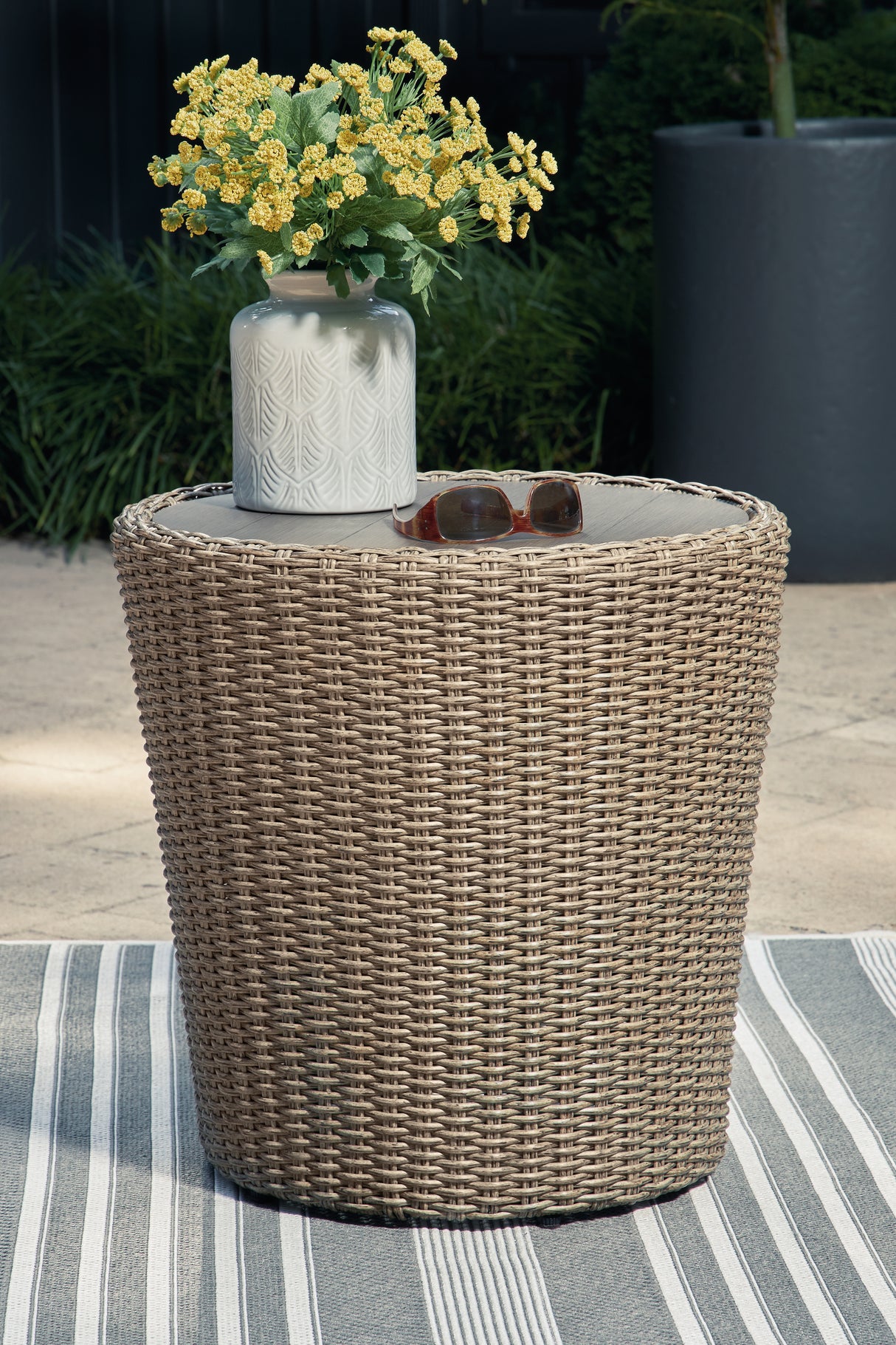 Furniture City Slidell - Ashley Furniture - Danson Outdoor - Round End Table / Beige - P505-706