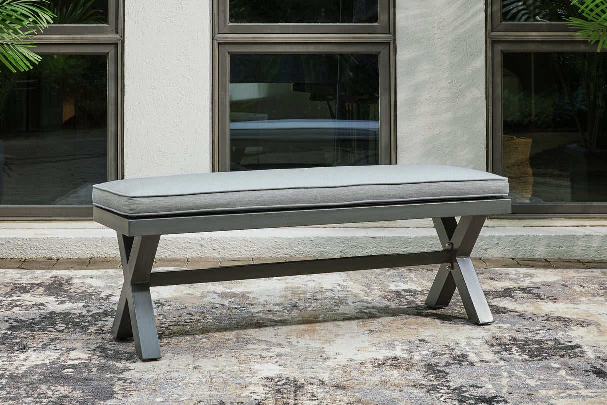Furniture City Slidell - Ashley Furniture - Elite Park Outdoor - Bench with Cushion / Gray - P518-600