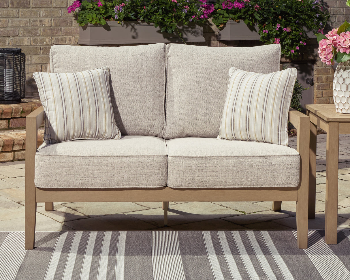 Furniture City Slidell - Ashley Furniture - Hallow Creek Outdoor - Loveseat w/Cushion / Driftwood - P560-835