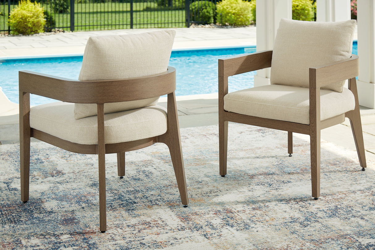 Furniture City Slidell - Ashley Furniture - Serene Bay Outdoor - Arm Chair With Cushion (Set of 2) / Dark Brown/White - P671-601A