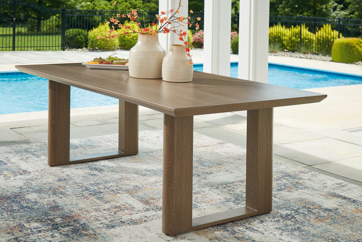 Furniture City Slidell - Ashley Furniture - Serene Bay Outdoor - RECT Dining Table w/UMB OPT / Dark Brown - P671-625