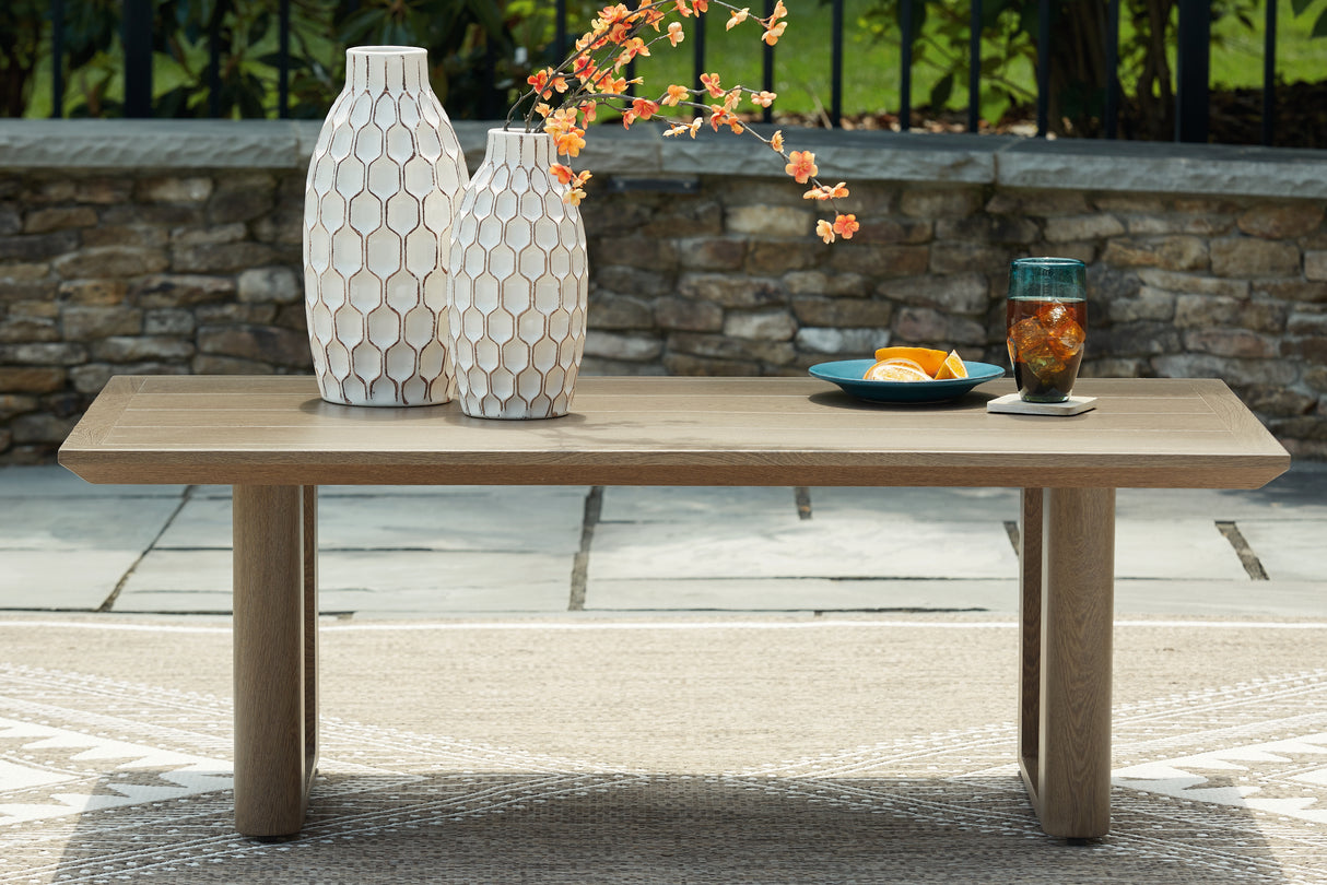 Furniture City Slidell - Ashley Furniture - Serene Bay Outdoor - RECT Dining Table w/UMB OPT / Dark Brown - P671-625