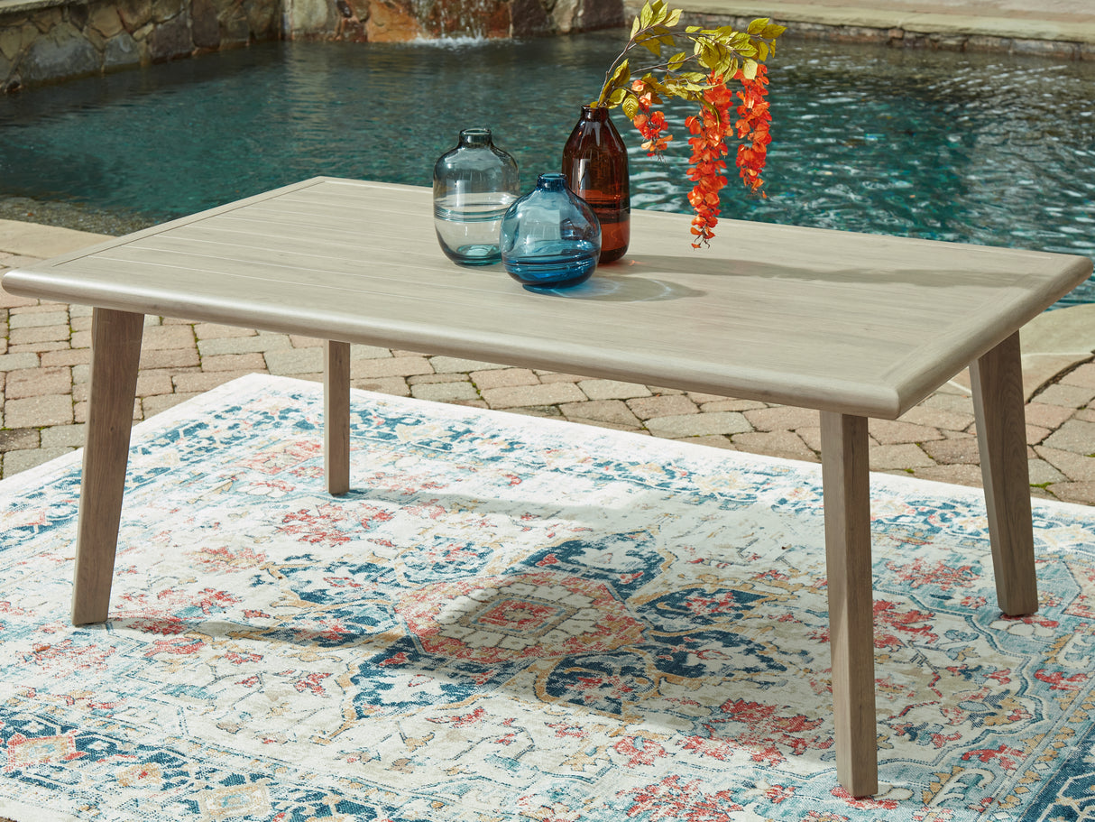 Furniture City Slidell - Ashley Furniture - Cliff Trails Outdoor - RECT Dining Table w/UMB OPT / Beige - PCP690-625