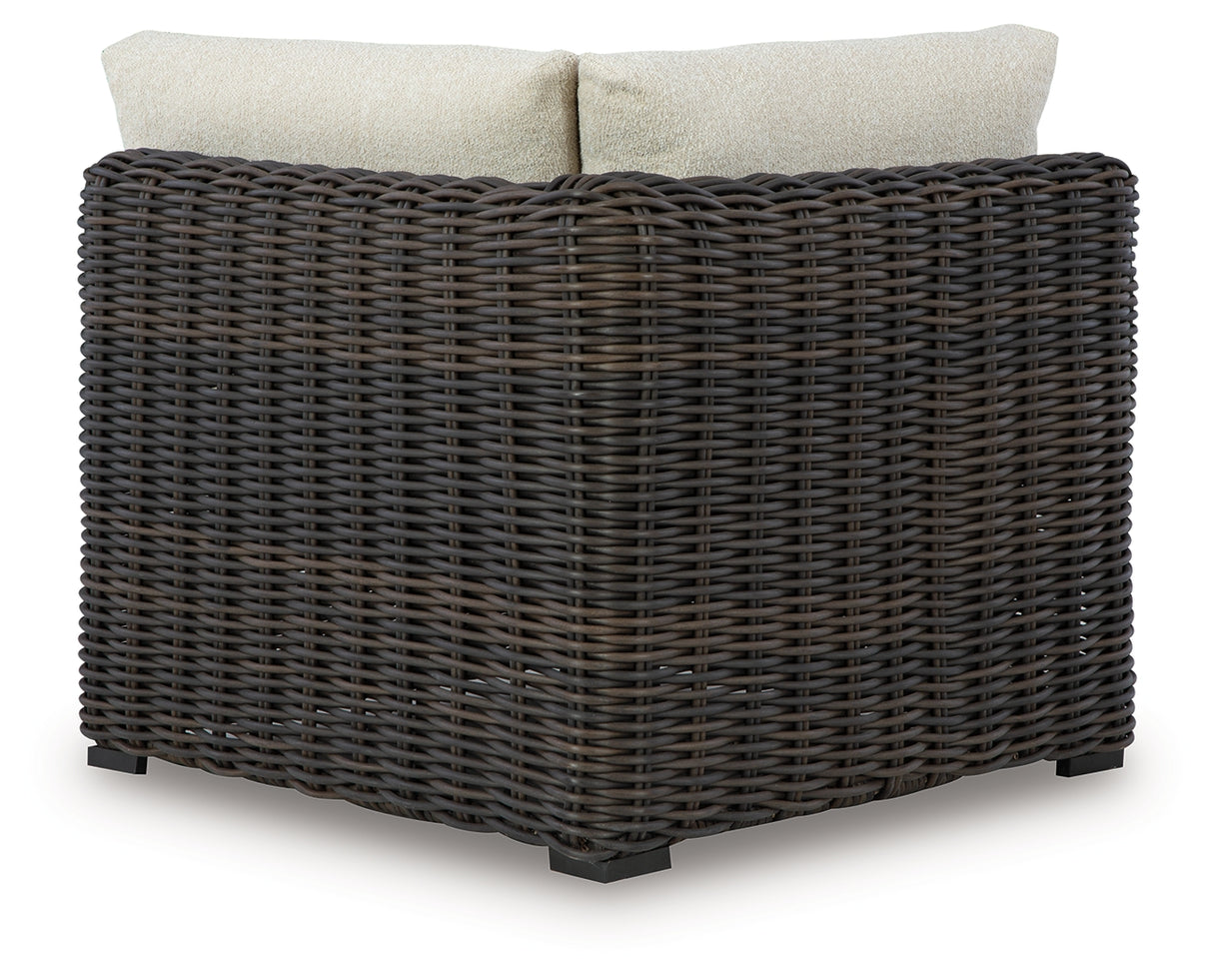 Furniture City Slidell - Ashley Furniture - Kimora Outdoor - Swivel Lounge Chair w/Cushion / Beige/Dark Brown - P711-810