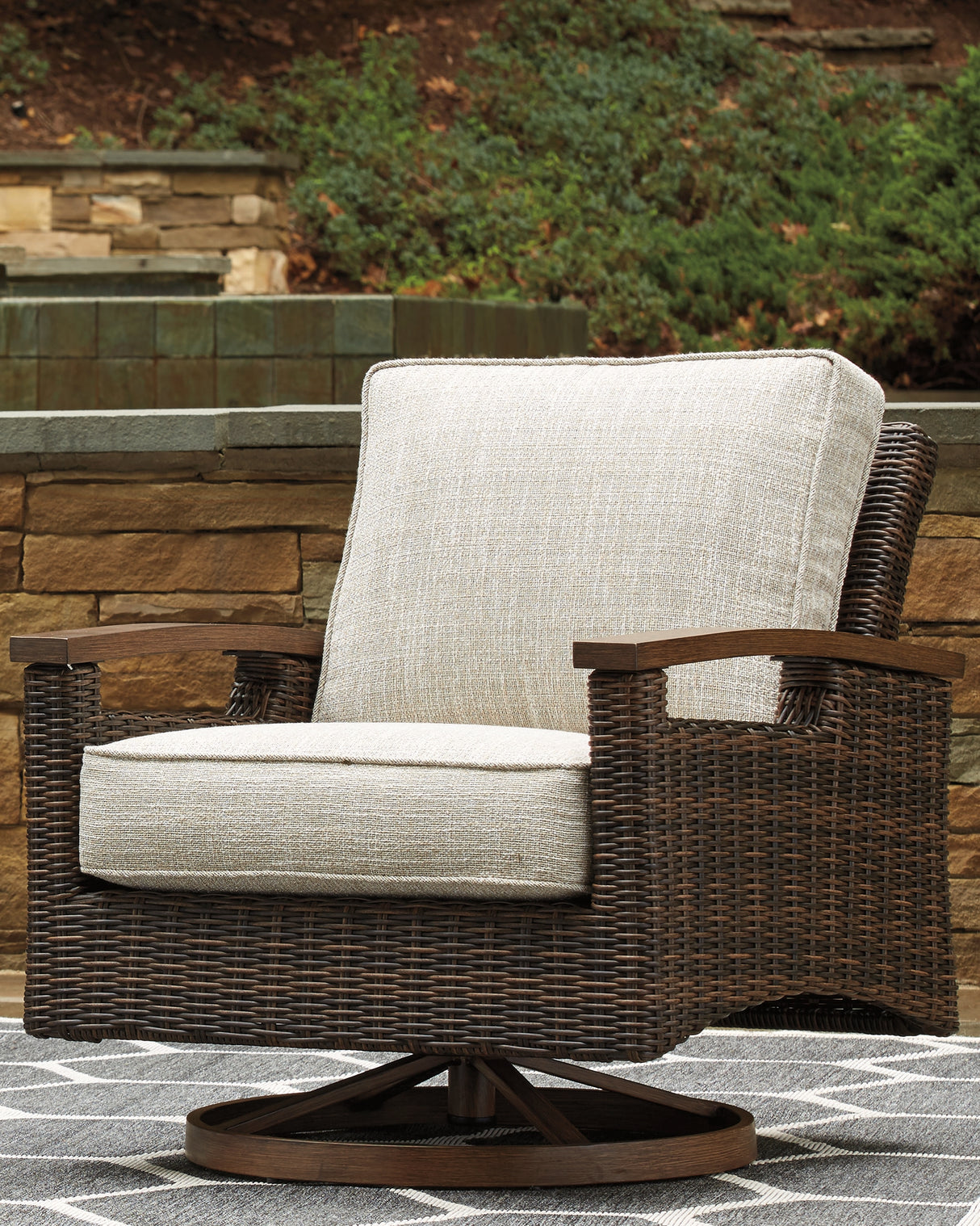 Furniture City Slidell - Ashley Furniture - Paradise Trail Outdoor - Swivel Lounge Chair (Set of 2) / Medium Brown - P750-821