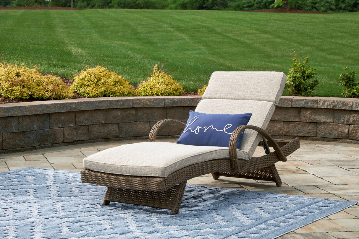 Furniture City Slidell - Ashley Furniture - Beachcroft Outdoor - Chaise Lounge with Cushion / Beige - P791-815
