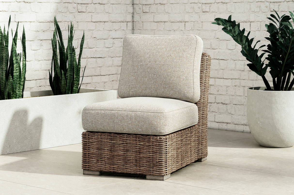 Furniture City Slidell - Ashley Furniture - Beachcroft Outdoor - Armless Chair w/Cushion / Beige - P791-846
