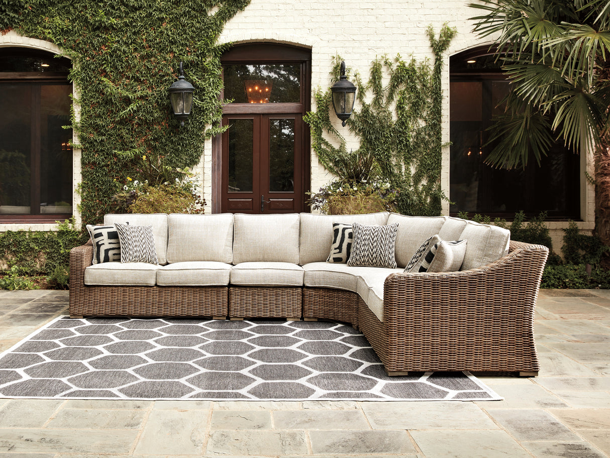Furniture City Slidell - Ashley Furniture - Beachcroft Outdoor - 4-Piece Outdoor Seating Set / Beige - P791P7
