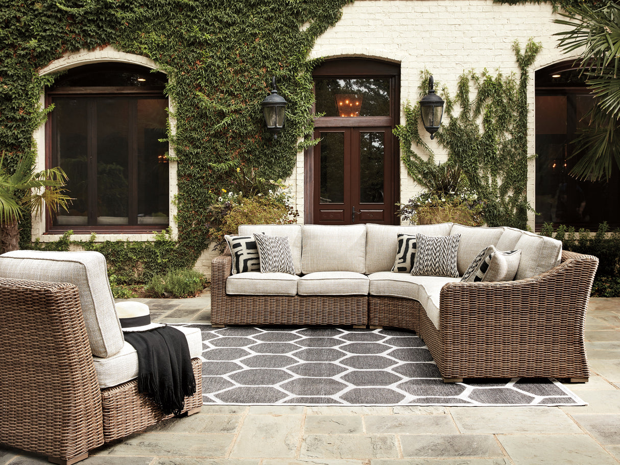 Furniture City Slidell - Ashley Furniture - Beachcroft Outdoor - 5-Piece Outdoor Seating Set / Beige - P791P8