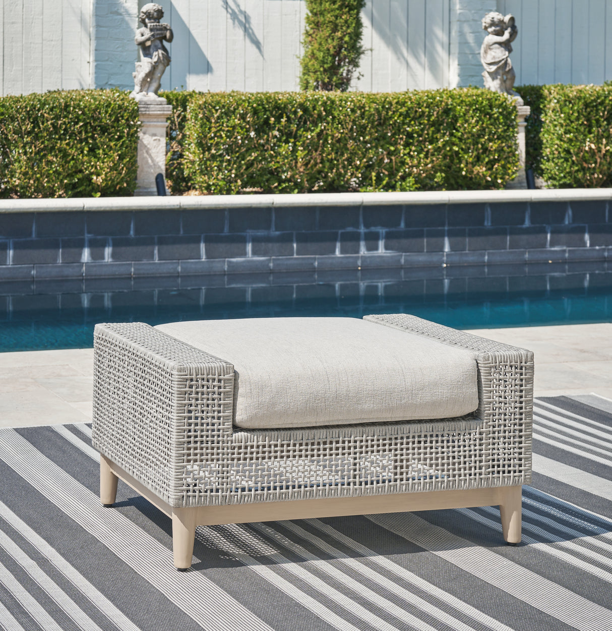 Furniture City Slidell - Ashley Furniture - Seton Creek Outdoor - Ottoman with Cushion / Gray - P798-814
