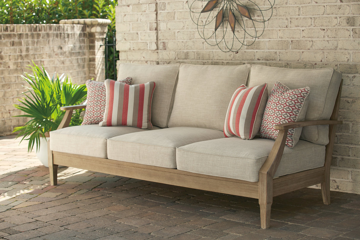 Furniture City Slidell - Ashley Furniture - Clare View Outdoor - Sofa with Cushion / Beige - P801-838