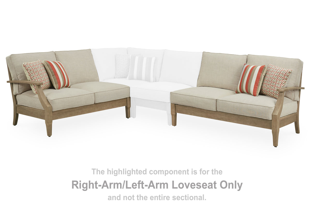 Furniture City Slidell - Ashley Furniture - Clare View Outdoor - RAF/LAF Loveseat w/CUSH (Set of 2) / Beige - P801-854