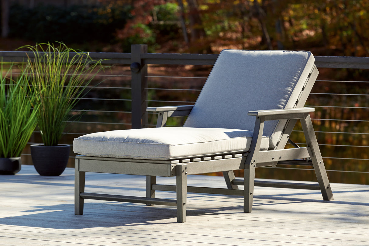 Furniture City Slidell - Ashley Furniture - Visola Outdoor - Chaise Lounge with Cushion / Gray - P802-815