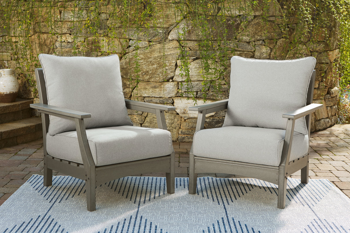 Furniture City Slidell - Ashley Furniture - Visola Outdoor - Lounge Chair w/Cushion (Set of 2) / Gray - P802-820