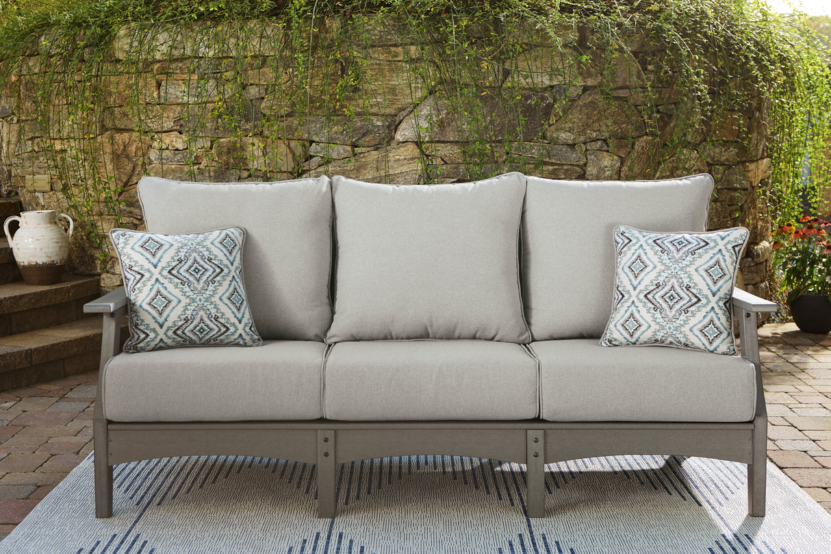 Furniture City Slidell - Ashley Furniture - Visola Outdoor - Sofa with Cushion / Gray - P802-838