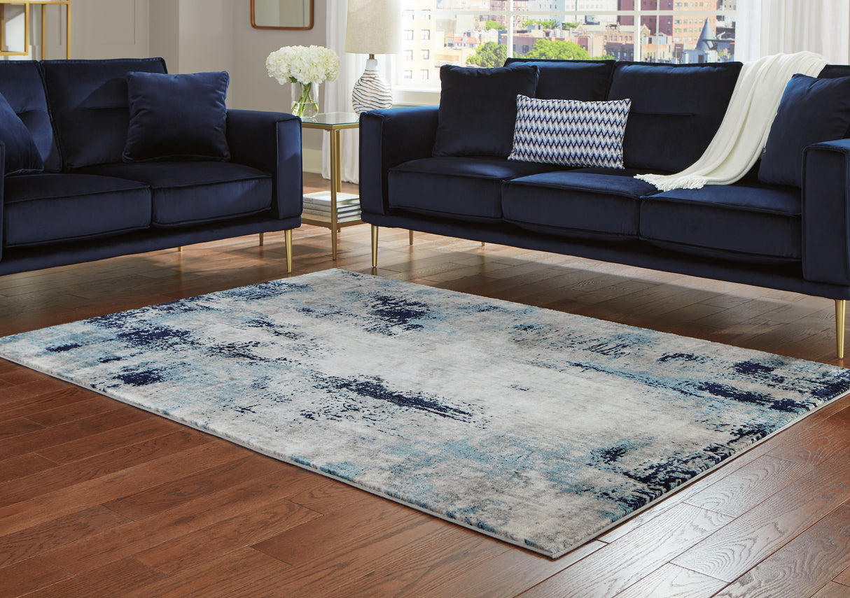Furniture City Slidell - Ashley Furniture - Leonelle Rug - 5'3" x 7'3" Rug / Cream/Blue/Gray - R404872
