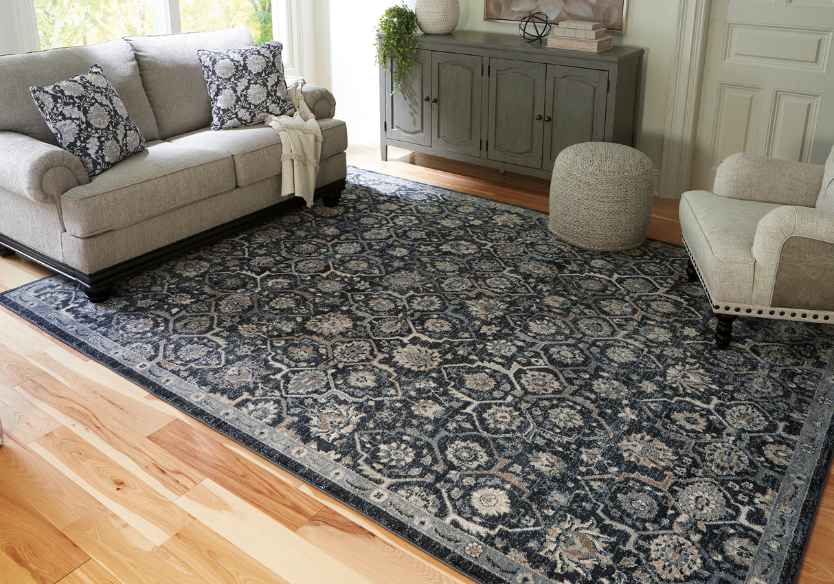 Furniture City Slidell - Ashley Furniture - Hilcott Rug - 7'10" x 10'6" Rug / Blue/Cream/Brown - R406111