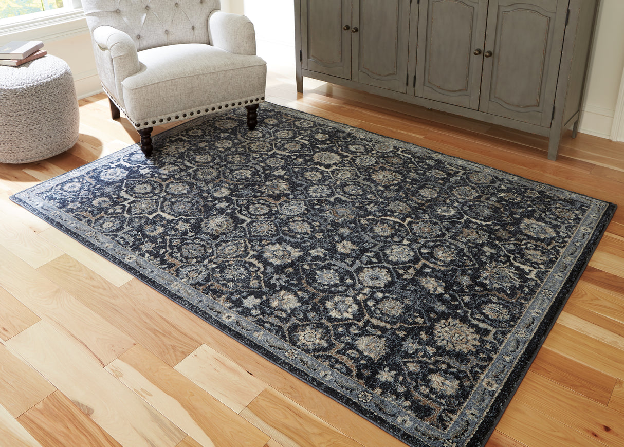 Furniture City Slidell - Ashley Furniture - Hilcott Rug - 5'3" x 7'3" Rug / Blue/Cream/Brown - R406112