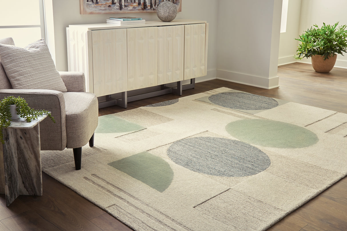 Furniture City Slidell - Ashley Furniture - Dallane Rug - 5' x 7' Rug / Linen/Blue/Green - R406352