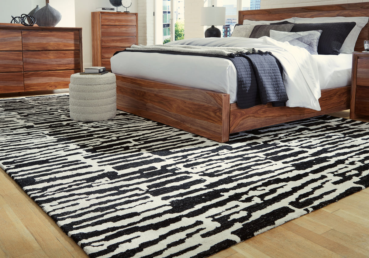Furniture City Slidell - Ashley Furniture - Bramshaw Rug - 10' x 14' Rug / Black/Ivory - R406760
