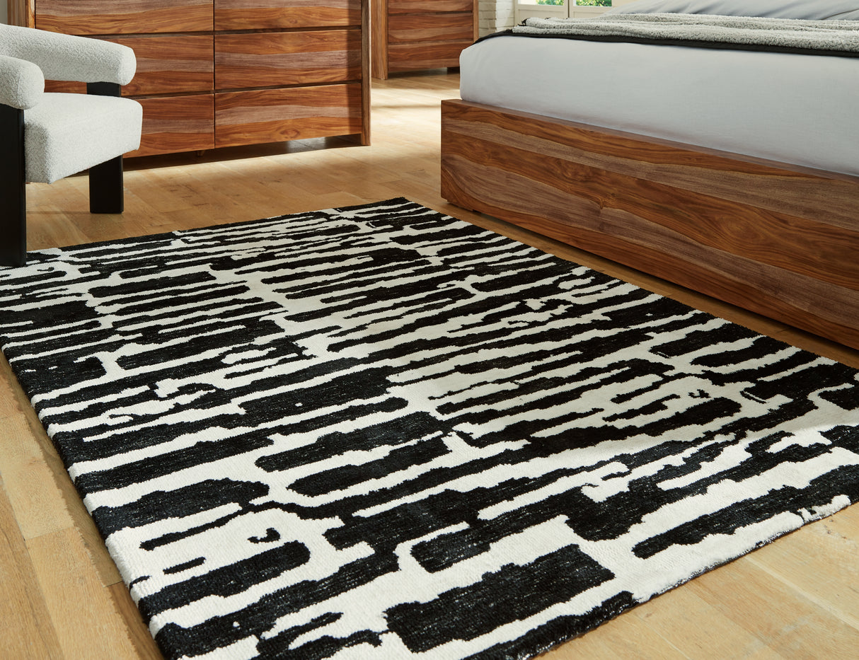 Furniture City Slidell - Ashley Furniture - Bramshaw Rug - 8' x 10' Rug / Black/Ivory - R406761