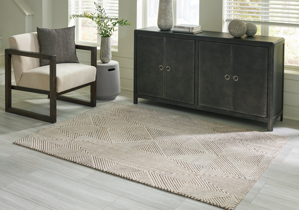 Furniture City Slidell - Ashley Furniture - Jadott Rug - 5' x 7' Rug / Beige/Brown - R406802
