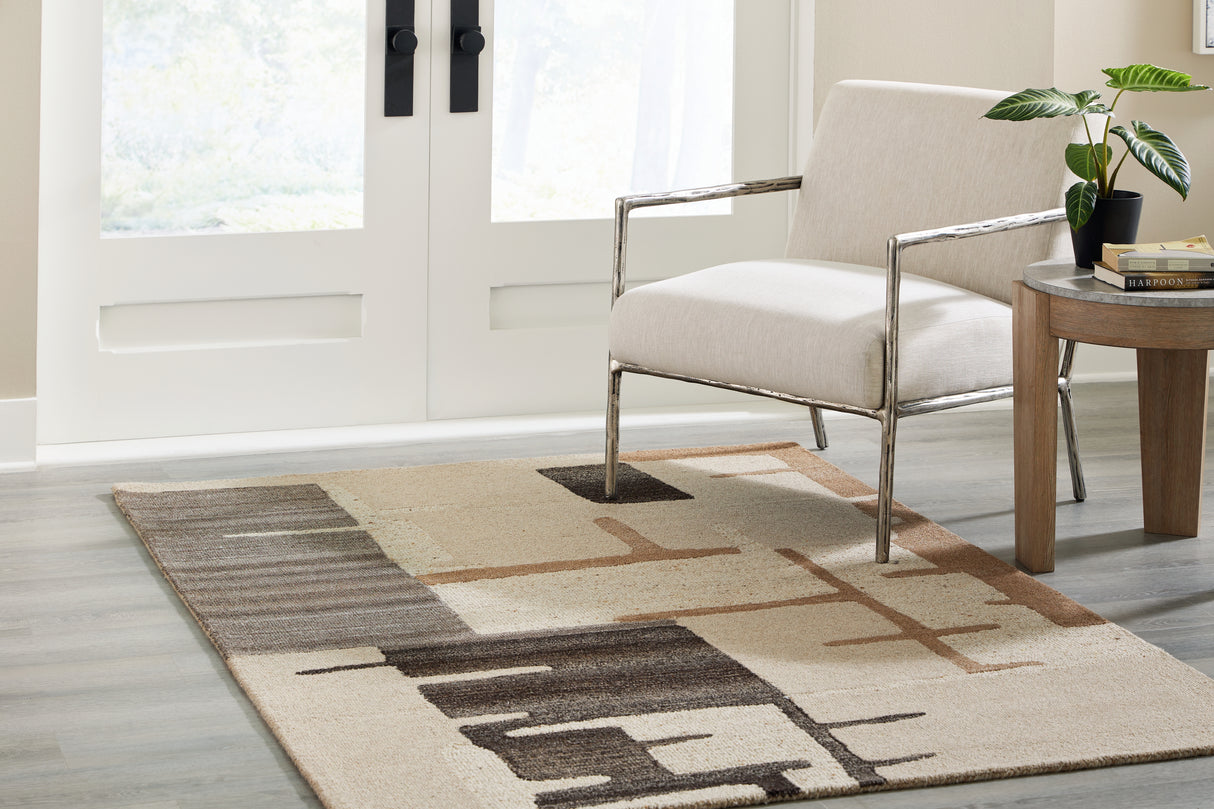 Furniture City Slidell - Ashley Furniture - Kencher Rug - 5' x 7' Rug / Beige/Brown - R406822