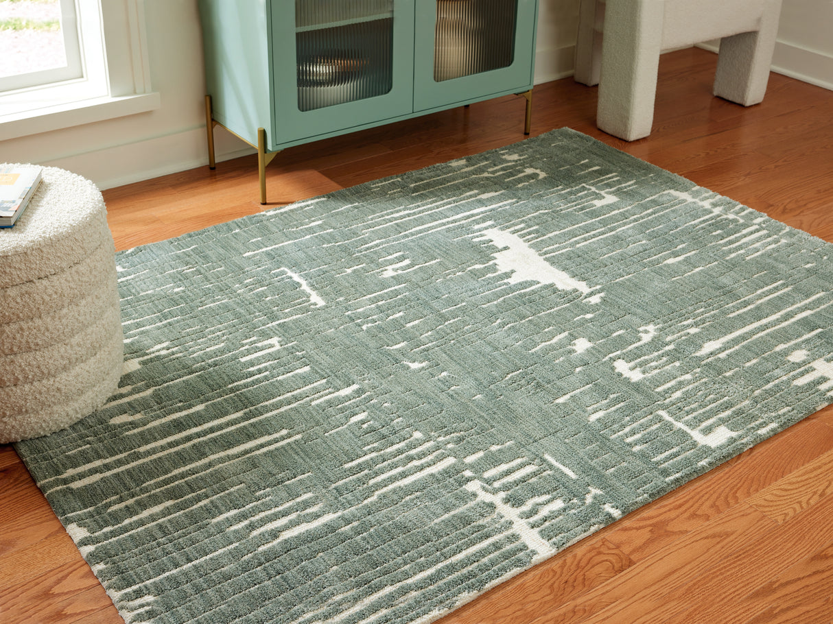 Furniture City Slidell - Ashley Furniture - Cayworth Rug - 8' x 10' Rug / Teal/White - R407091