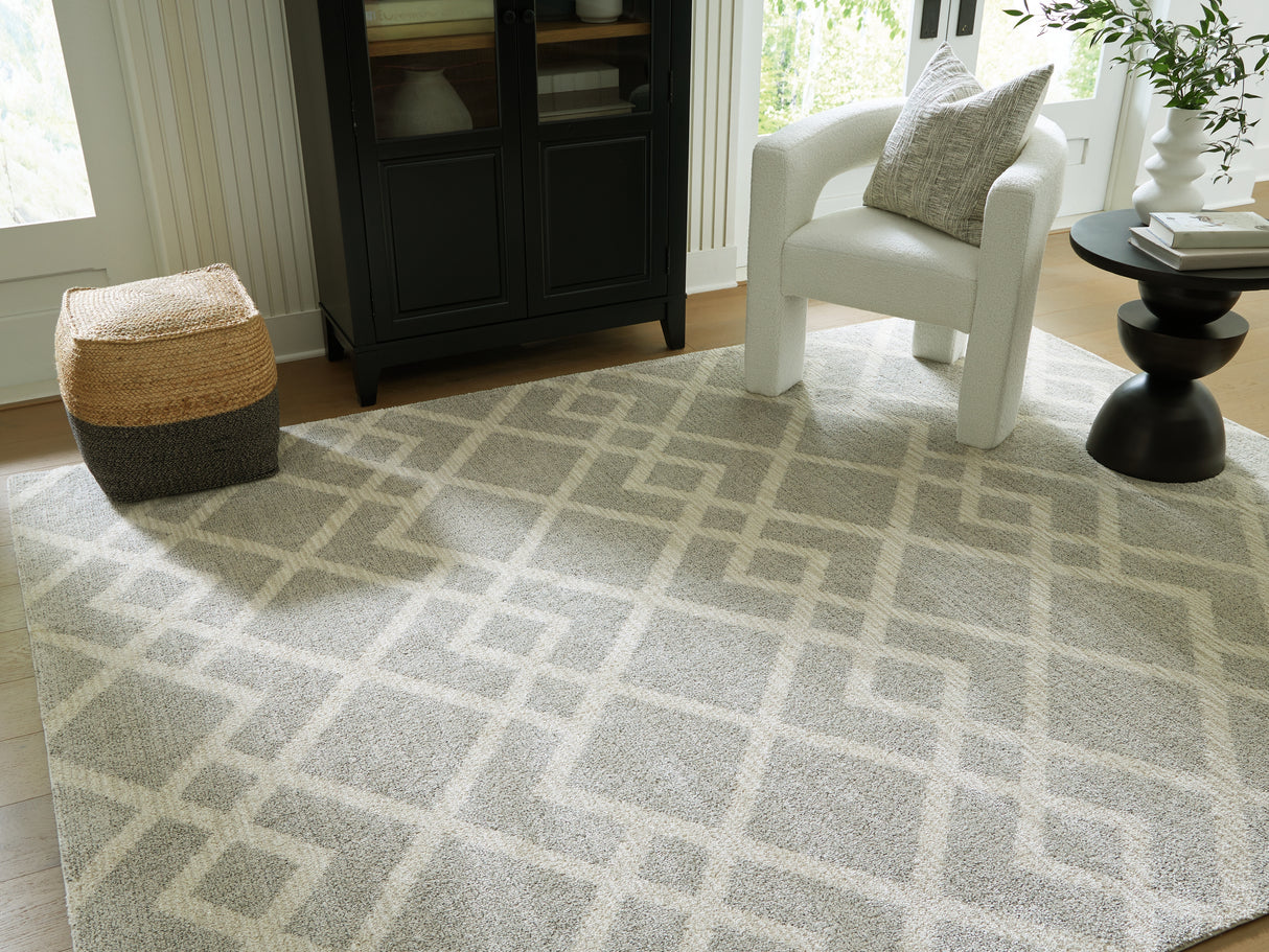 Furniture City Slidell - Ashley Furniture - Unawick Rug - Large Rug / Gray/Ivory - R407331