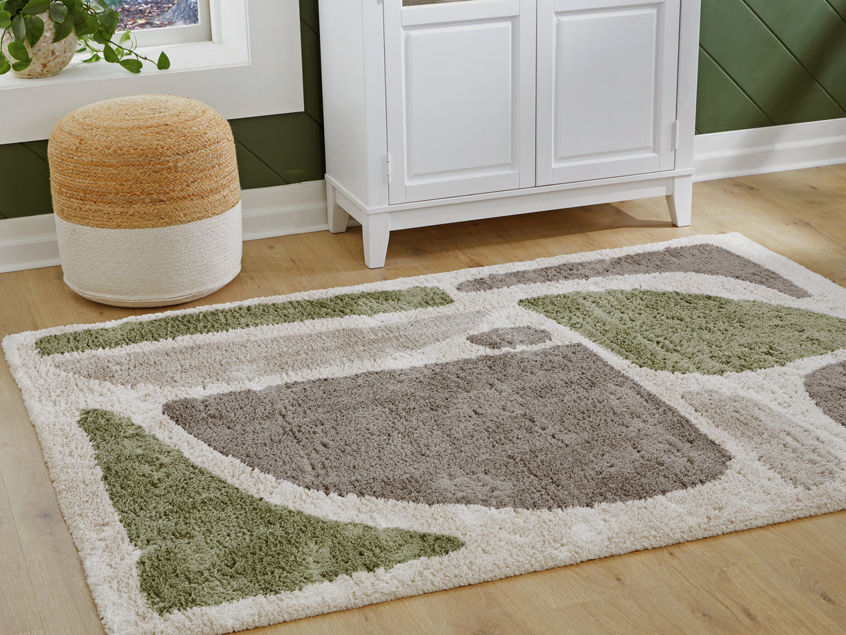Furniture City Slidell - Ashley Furniture - Anburgh Rug - Medium Rug / Green/Gray/Ivory - R407352